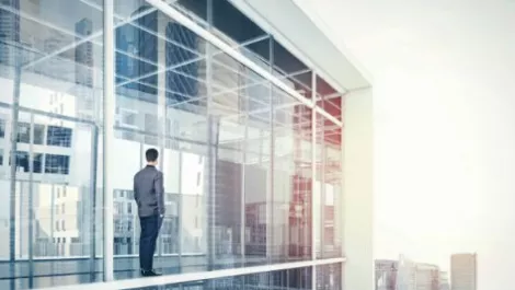 Business man city future