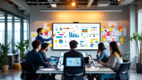 Modern asian software team open plan office digital transformation