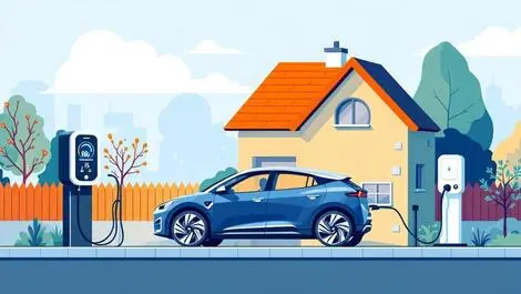 Electric vehicle charging modern home european house power meter energy flow