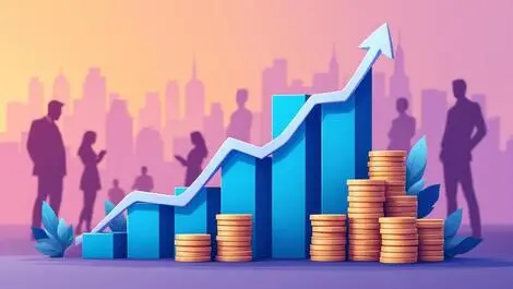 Upward rising graph stacks coins it finance salary growth australia