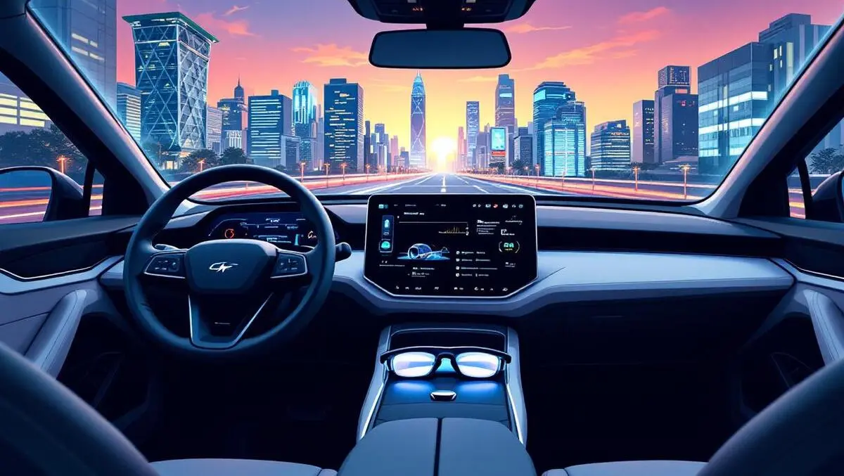 Modern car interior digital dashboard smart glasses center console chinese urban technology