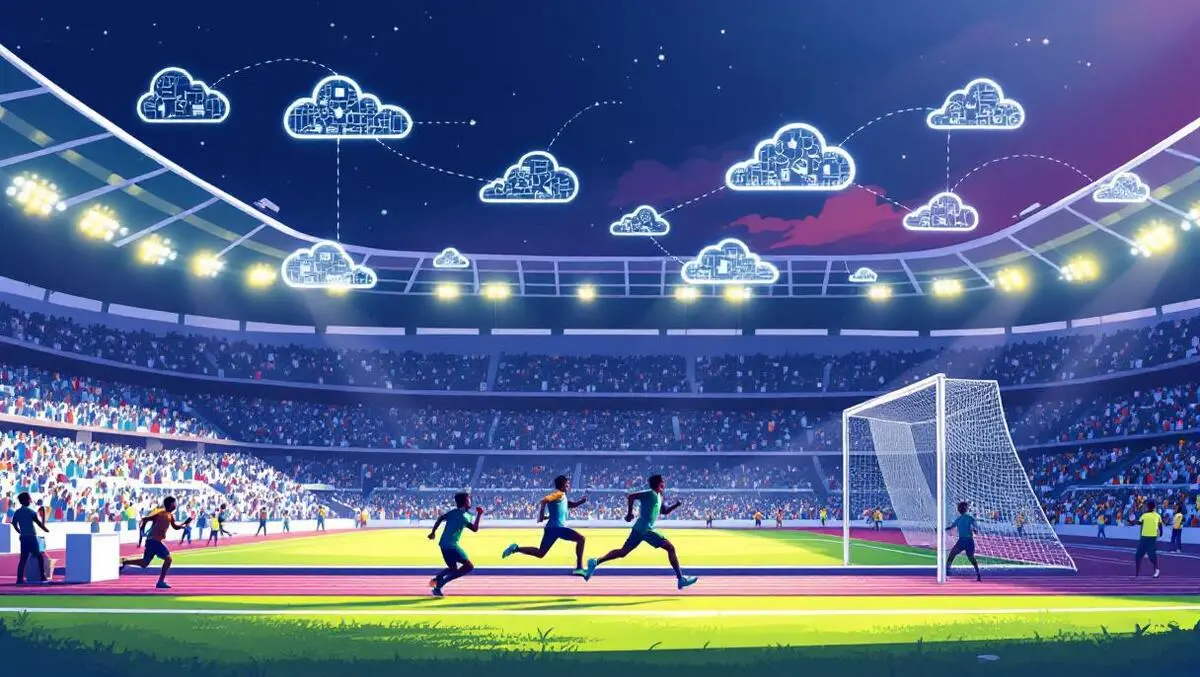 Dakar sports stadium filled with young athletes cloud technology