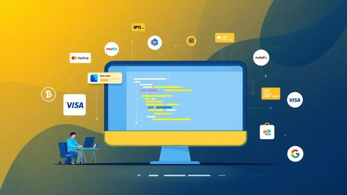 Digital illustration computer screen game code payment icons gaming platforms developer