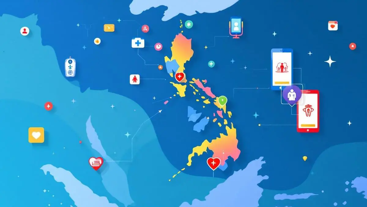 Southeast asia map philippines vietnam digital health icons medical devices