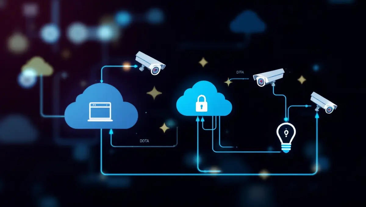 Realistic illustration security cameras cloud icons data flow video surveillance