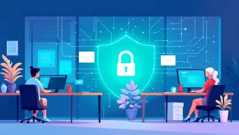 Australian small business office employees computers lock digital shield cybersecurity