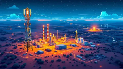 Secure modern telecommunications tower australian landscape private 5g network coverage