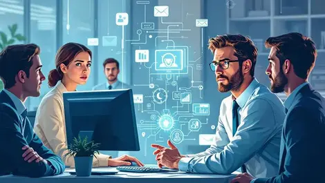 Office manager uncertain ai technology modern workplace concerned employees