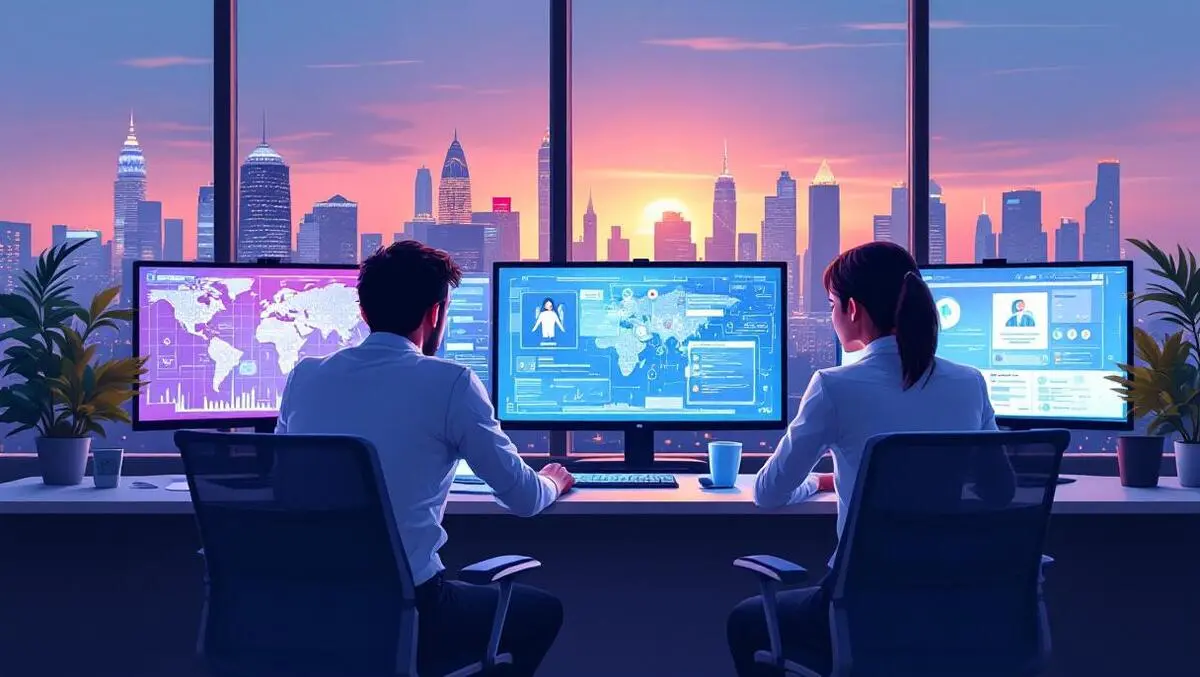 Mid career professionals office ai agent interfaces singapore skyline