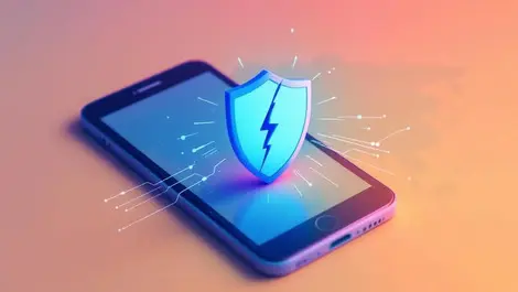 Realistic smartphone broken shield leaked data privacy vulnerability asia map