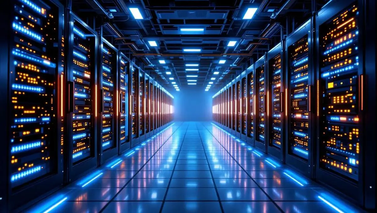 Modern data center advanced network servers glowing indicator lights ai infrastructure