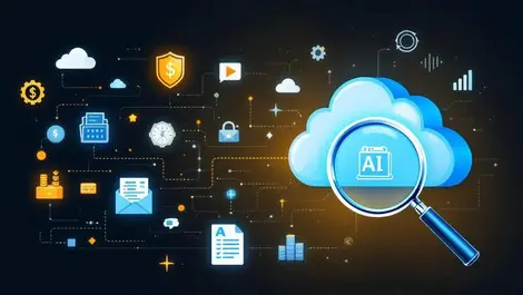 Financial data files digital communication icons flow secure cloud ai extraction