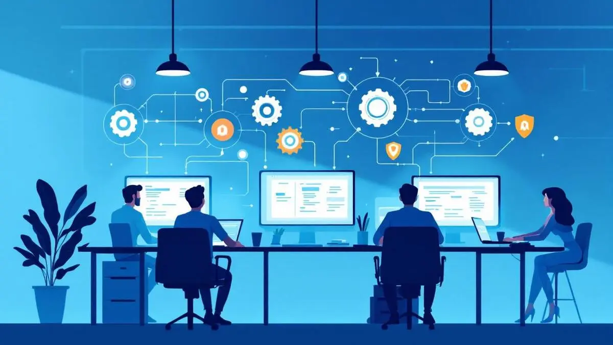 Ai agents automating devops lifecycle secure apps flat vector