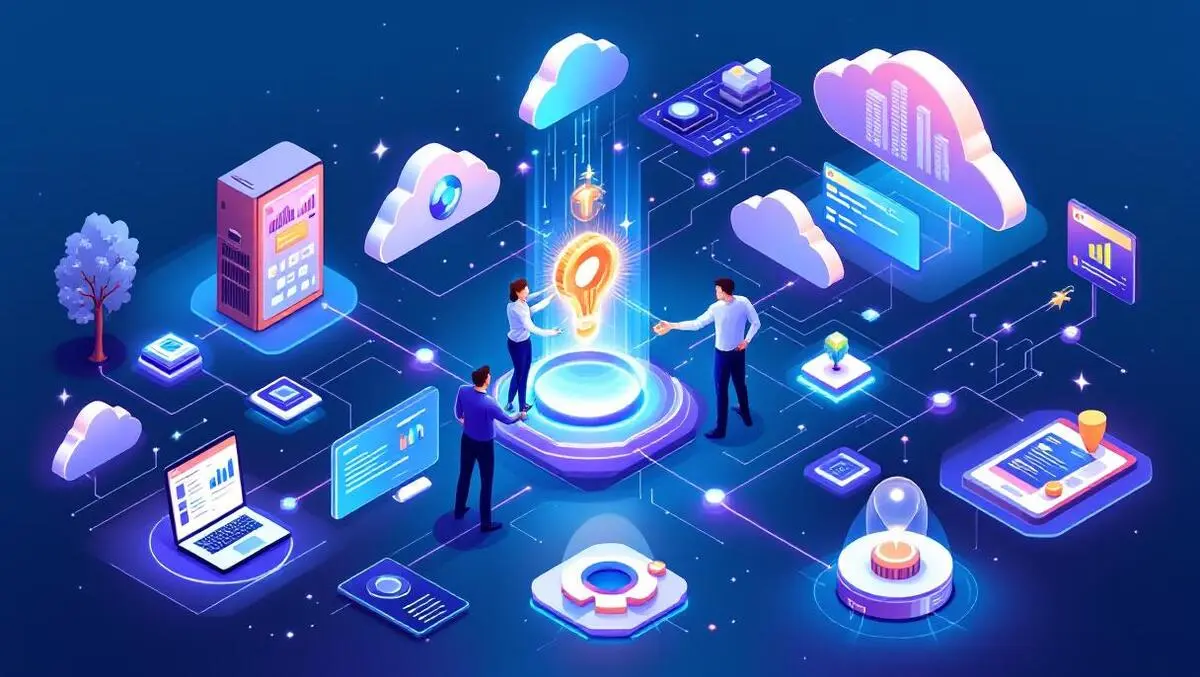 Ai software partnership teams shaking hands across data pipeline