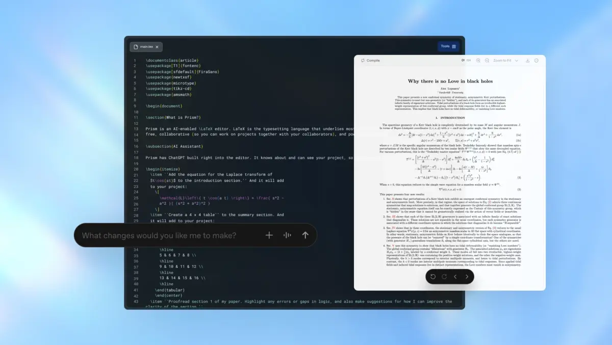 OpenAI launches Prism, free AI-native LaTeX workspace