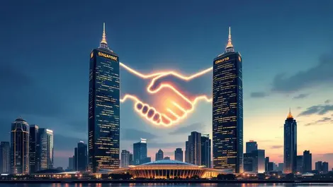 Singapore skyline financial district dusk fintech wealth deal