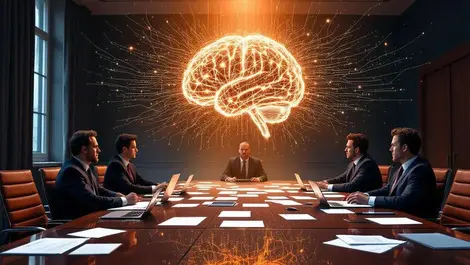 Uk boardroom executives ominous ai brain shadows leadership risk