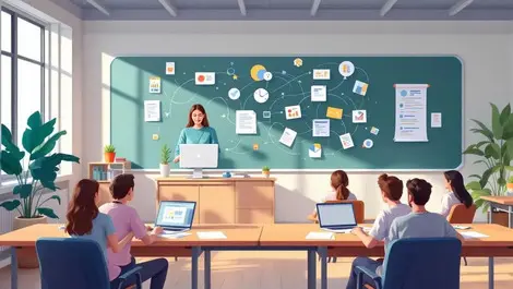 Anz classroom teacher laptop data icons to student worksheets