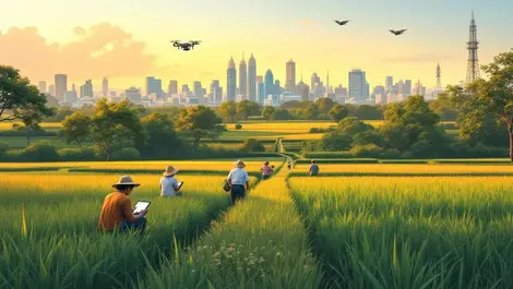 Cambodia countryside ai rice fields drones to modern cityscape