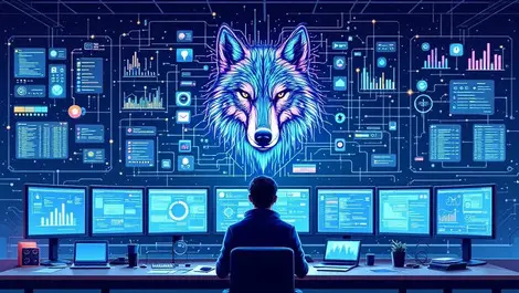 Modern soc security ops abstract wolf network stream alert triage visual