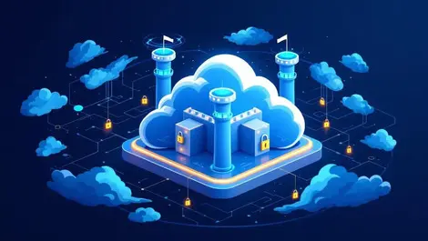 Google wiz ai cloud defense illustration cloud fortress locked storm